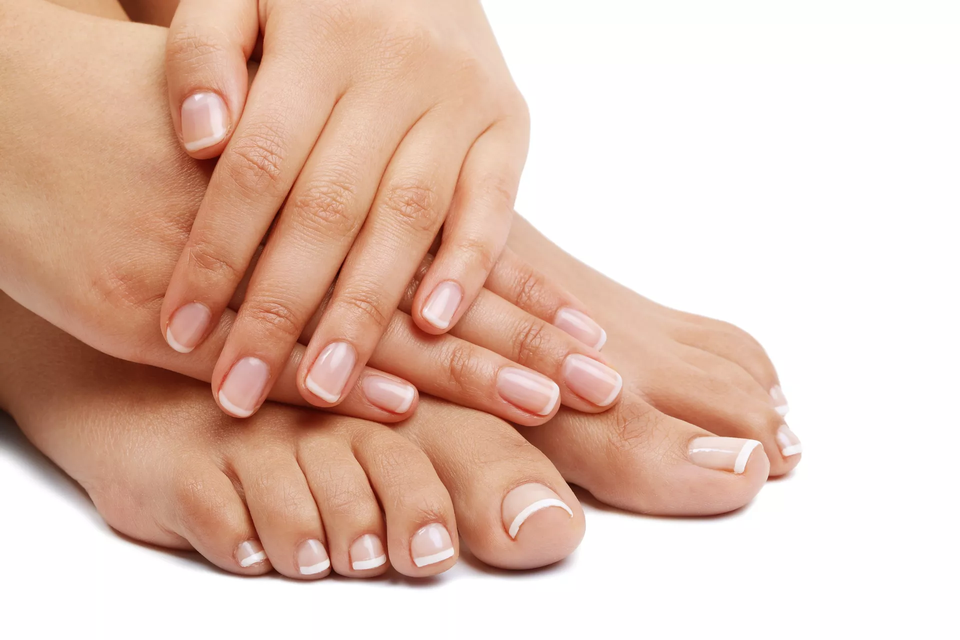 Bare feet hands pedicure manicure concept